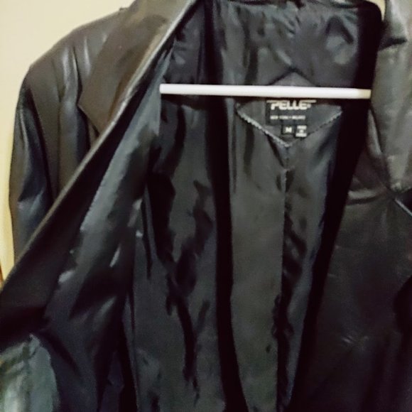 Vintage 90s PELLE New York Milano Genuine Leather Long Coat Size M - Picture 5 of 12